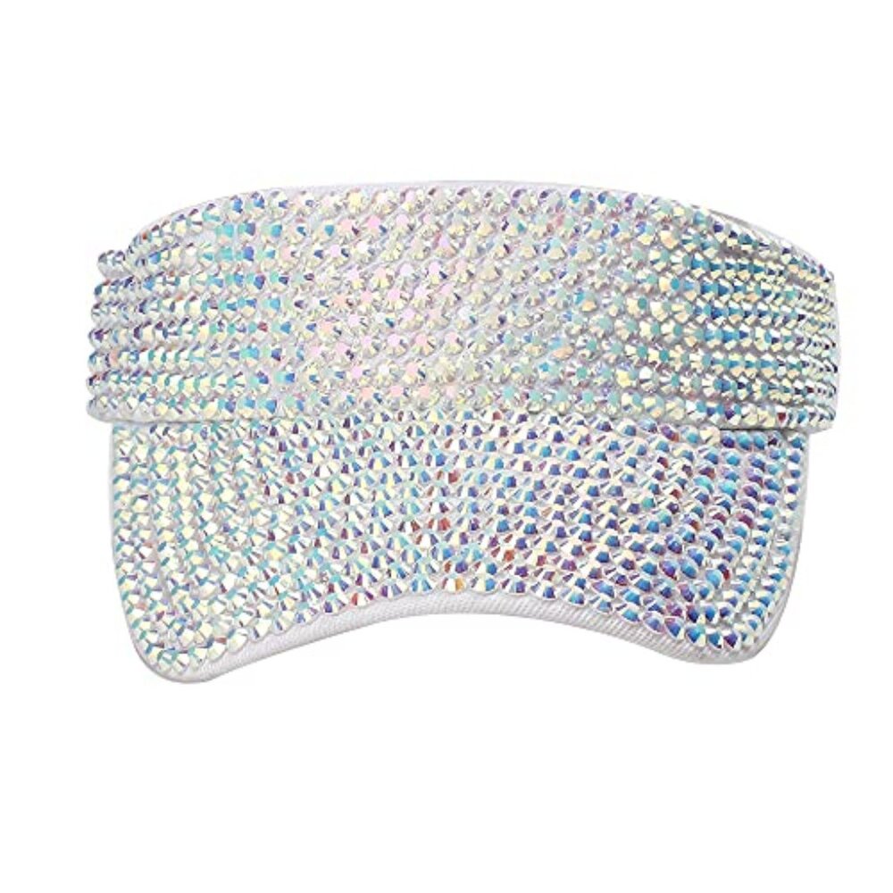 Shiny Rhinestones Sport Sun Visor Adjustable Summer Cap Visor Caps for Women Men